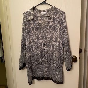 Black & White Fashion Bug Blouse 3X